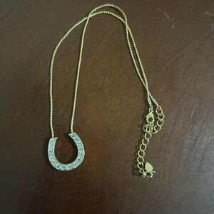 Rhinestone and gold horseshoe necklace